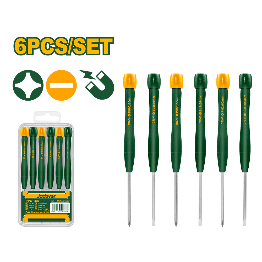 Set de Destornilladores de Precisión 6 Piezas Jadever JDSS2B06