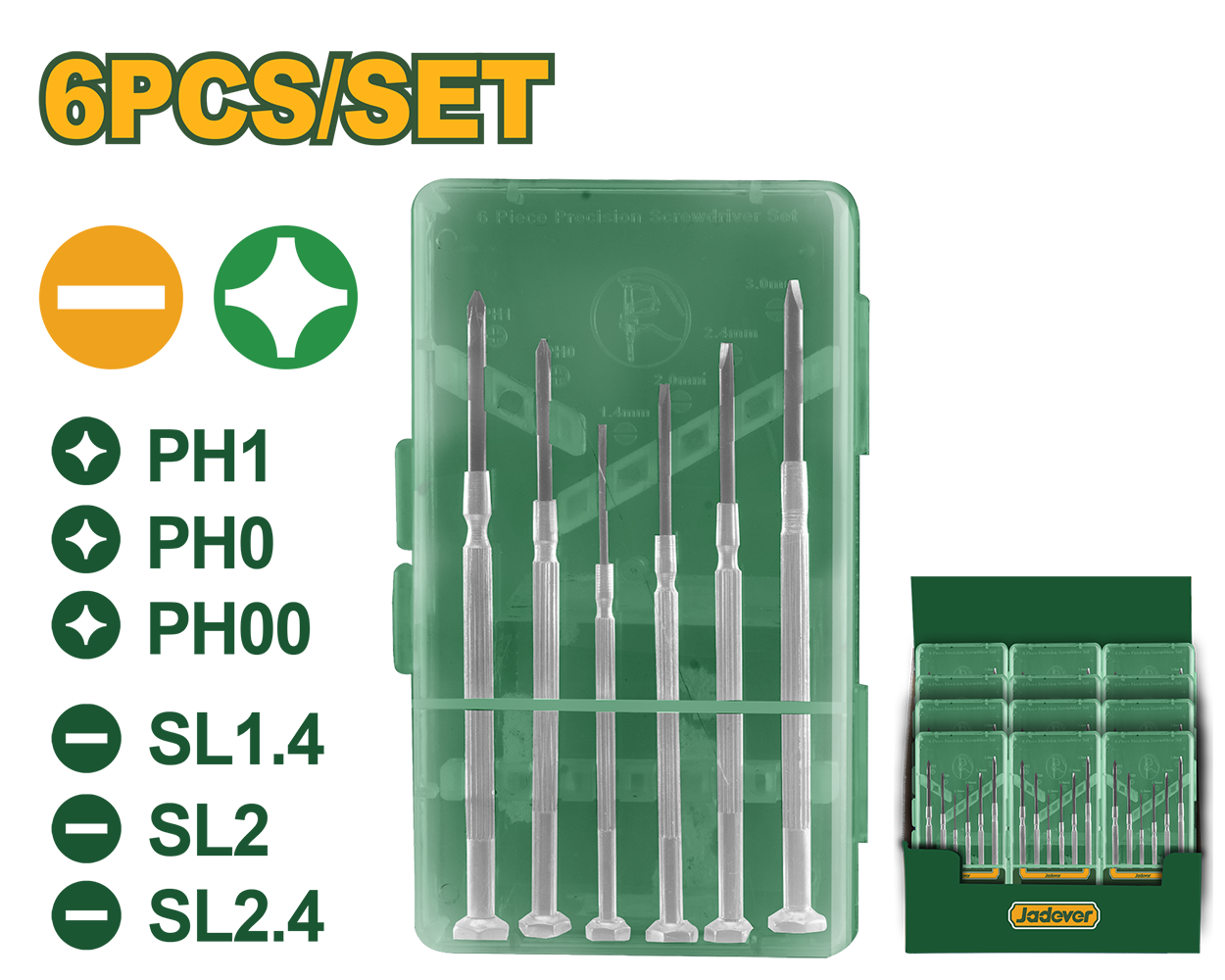 Set de Destornilladores de Precisión 6 Piezas Jadever JDSS2B26